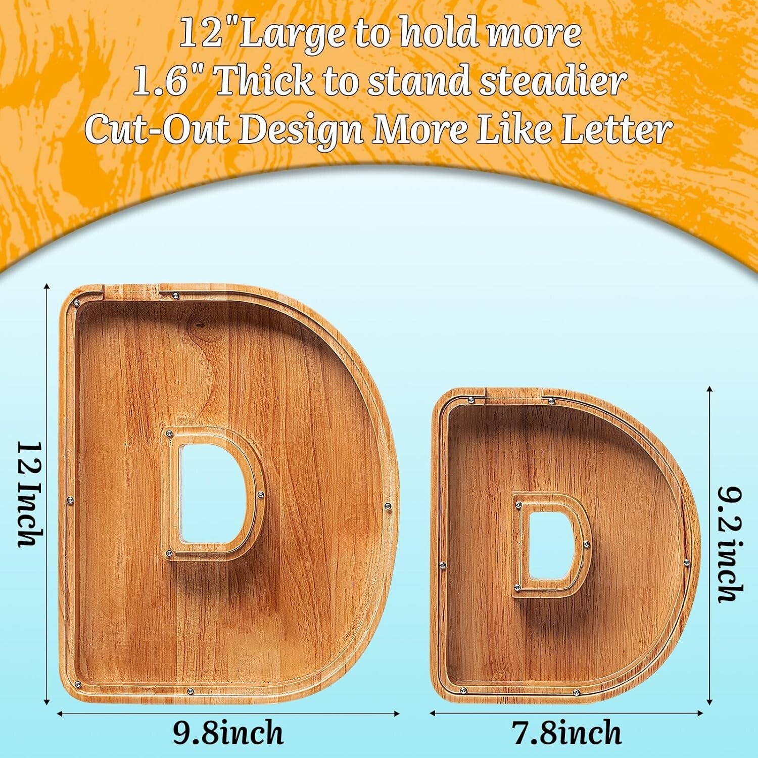 12'' Extra-Large Personalised Wooden Letter Piggy Bank for Kids - Initial C