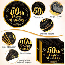Load image into Gallery viewer, All-in-One 50th Birthday Party Set - 452 Durable Pieces: Plates, Cups &amp; Cutlery