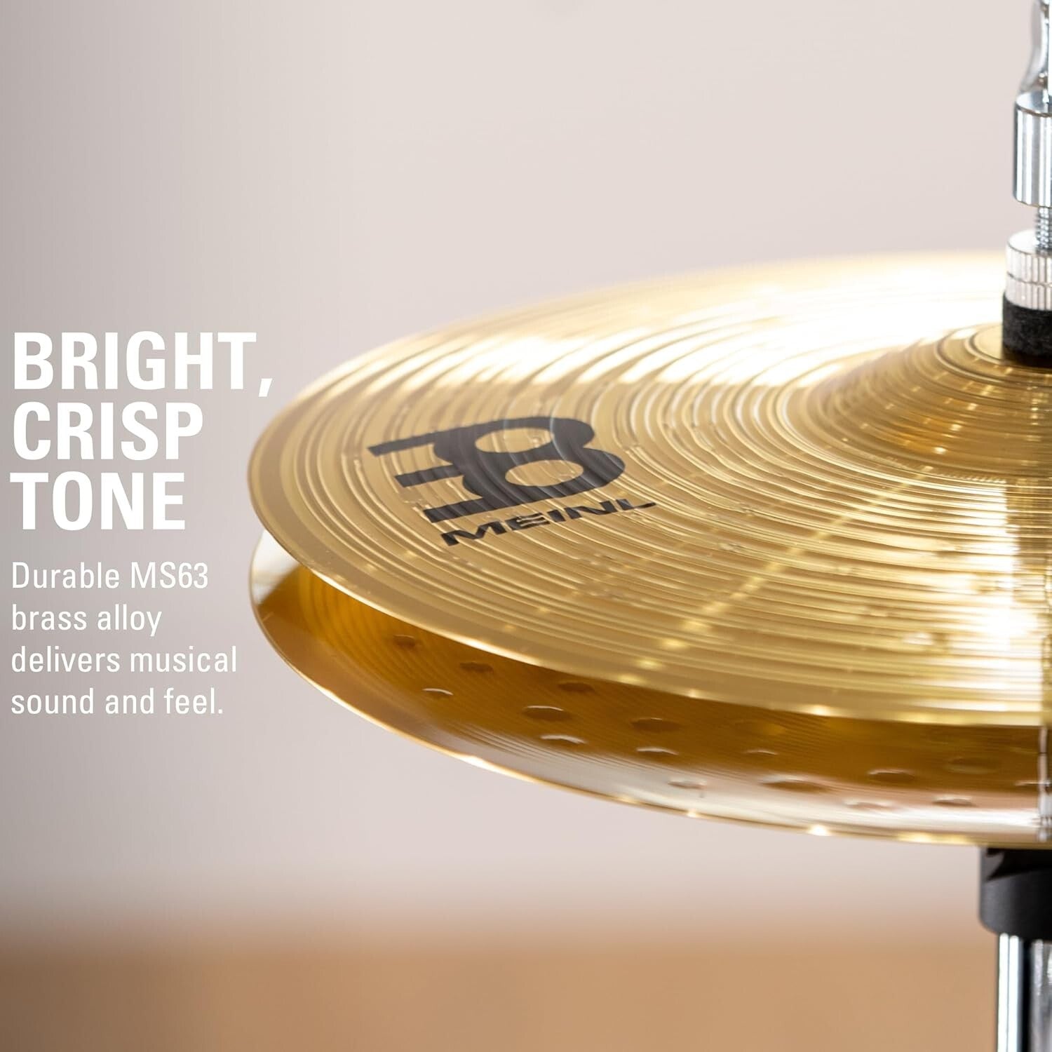 Durable Brass Cymbals HCS Set: 13" Hi-Hat, 14" Crash, 10" Splash, Sticks & More