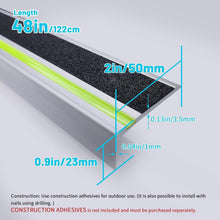 Load image into Gallery viewer, Aluminum Stair Nosing with Anti-Slip &amp; Glow Strip for Enhanced Visibility - 2pc