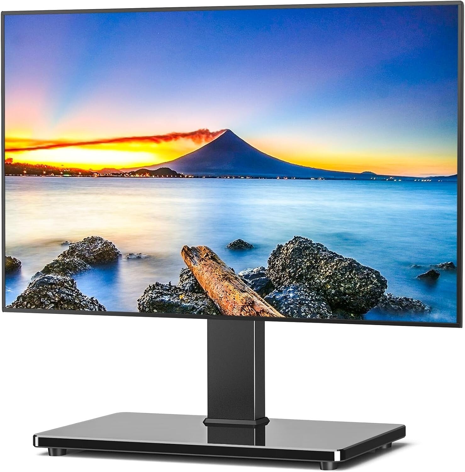 Elegant Universal TV Stand with Swivel Mount for 32-75 Inch TVs - Tempered Glass