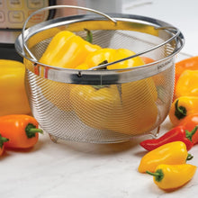 Load image into Gallery viewer, Versatile 3-Quart Stainless Steel Mesh Colander with Folding Handles - Pack of 4