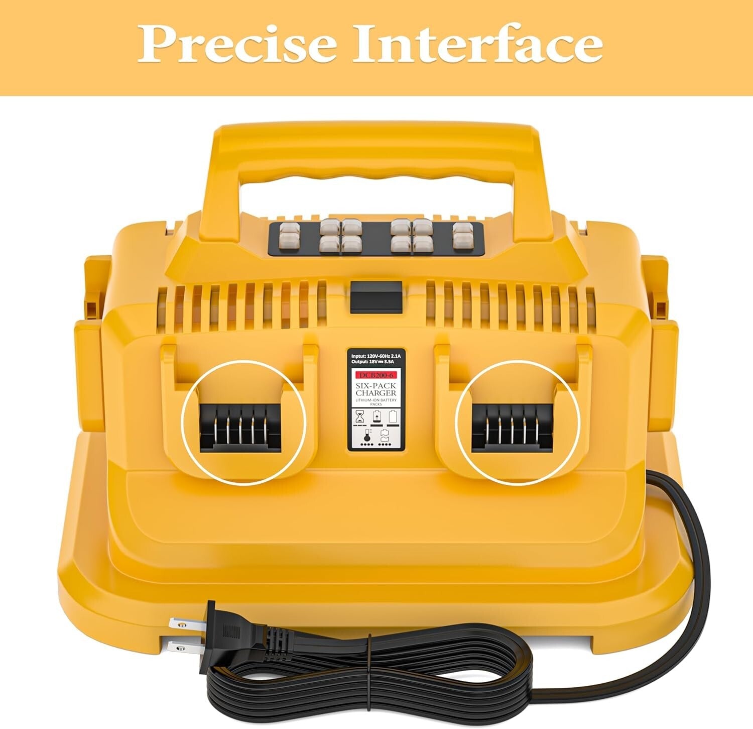 6-Port Rapid Battery Charger Station for Devvalt 20V/60V Batteries - AC 100-240V