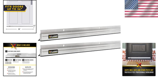Durable 36-Inch Rodent Proof Door Sweep with Weather Seal - Aluminum Pair