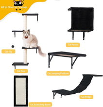 Load image into Gallery viewer, Durable Cat Wall Furniture - 5pcs Wooden Shelves, Bridge &amp; Scratcher for Cats