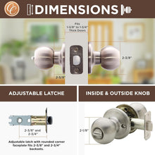 Load image into Gallery viewer, Robust Satin Stainless Privacy Door Knob Set - Keyless &amp; Easy to Install, 6-Pack