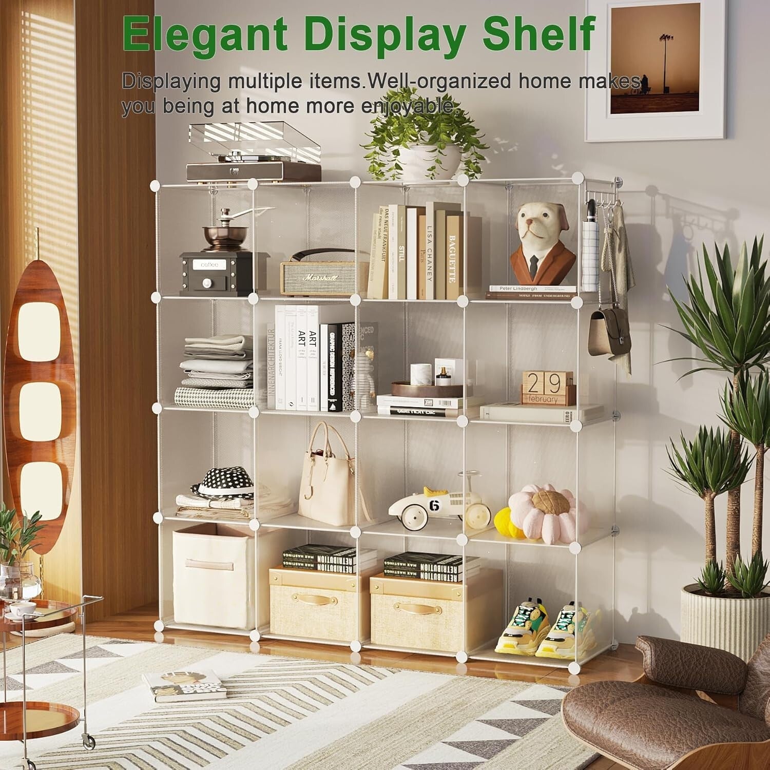 Durable 16-Cube Plastic Organizer with Elegant Finish - DIY Storage Solutions