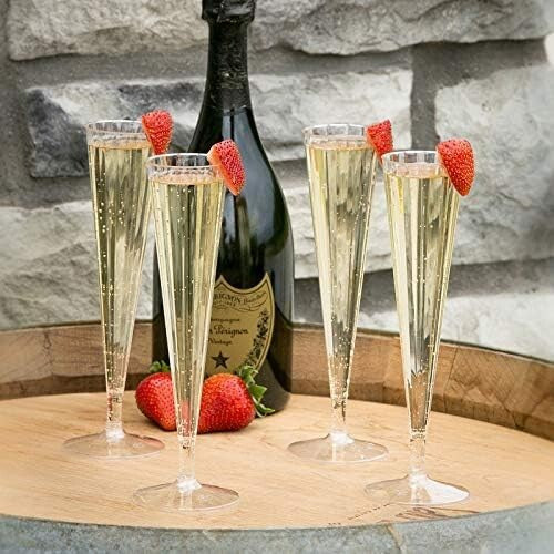 100-Count Deluxe Clear Plastic Champagne Flutes - 5 oz Elegant Party Glasses