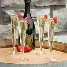 Load image into Gallery viewer, 100-Count Deluxe Clear Plastic Champagne Flutes - 5 oz Elegant Party Glasses