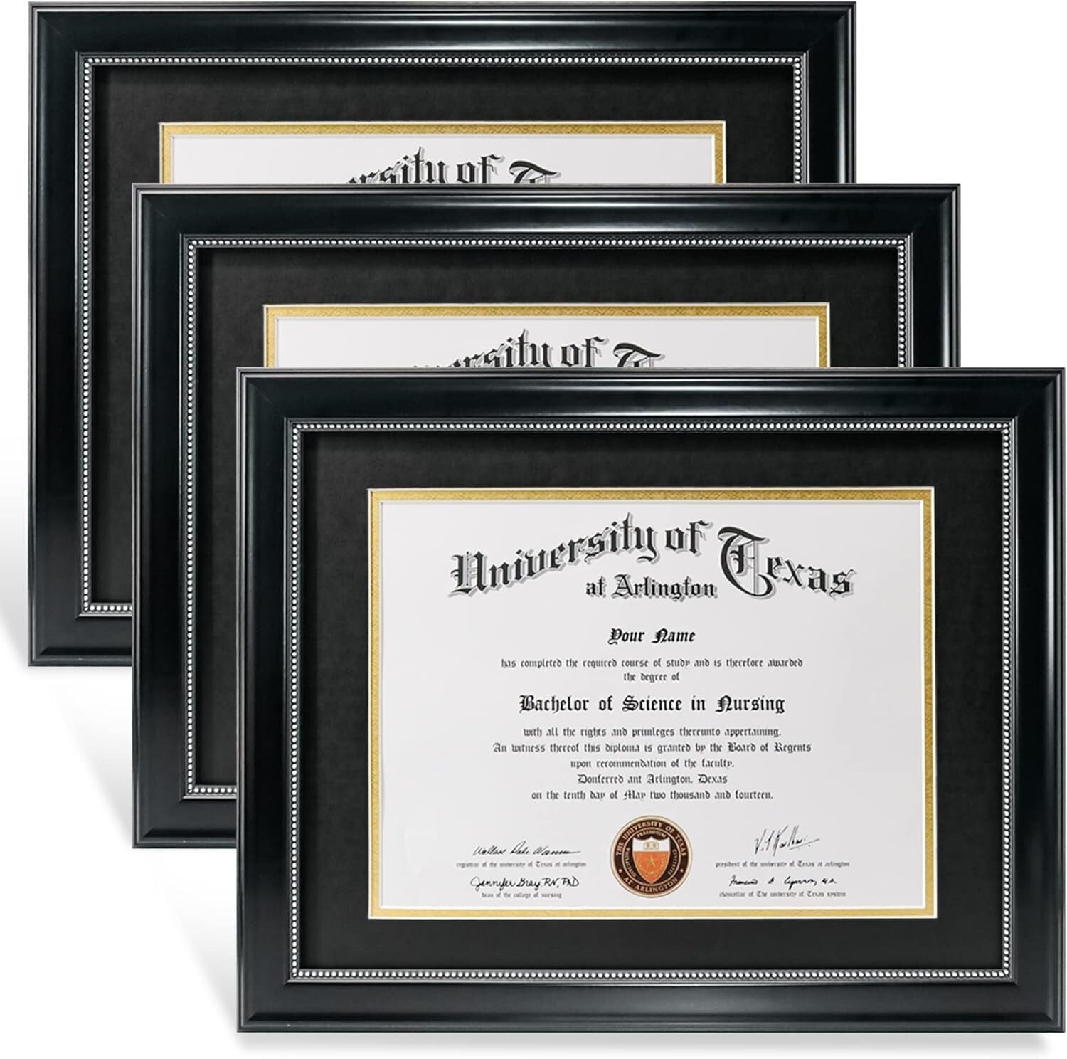 Versatile 3-Pack of Black Frames with Silver Beaded Design for All Occasions