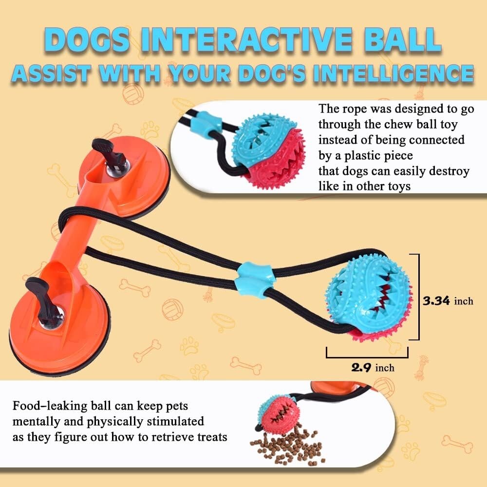 Durable Tug of War Dog Toy with Double Suction Cups - Perfect for Large Breeds