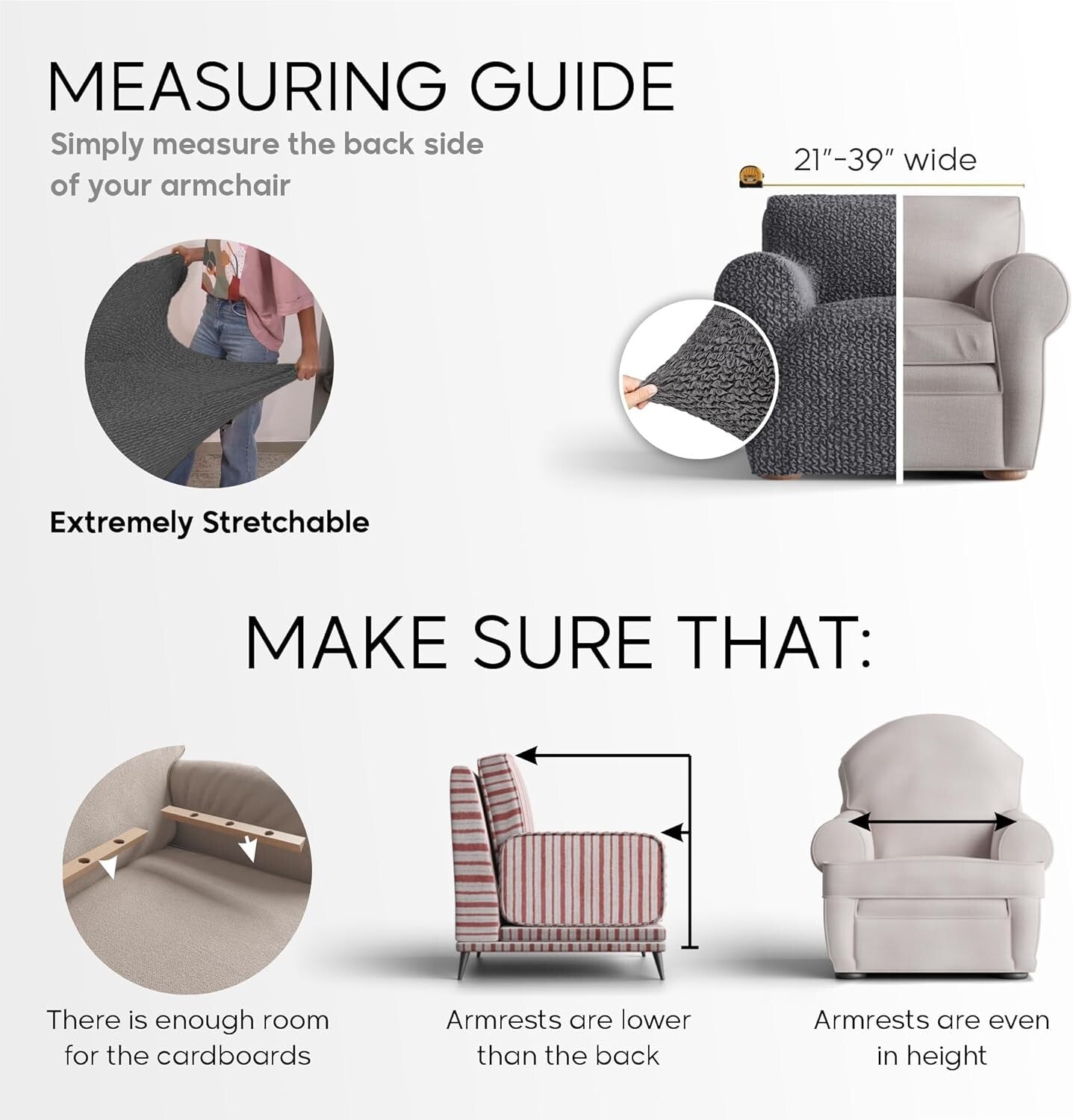 Vittoria Blue Stretch Armchair Slipcover – Soft, Washable Furniture Protector