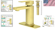 Load image into Gallery viewer, Single Handle Brushed Gold Vanity Faucet - Modern Design with Installation Kit