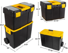 Load image into Gallery viewer, 2-in-1 Stackable Tool Chest with Wheels - Ergonomic Design for Easy Transport