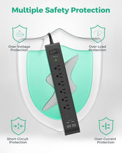 Load image into Gallery viewer, Versatile USB Charging Surge Protector Power Strip with 900 Joules Safety Rating