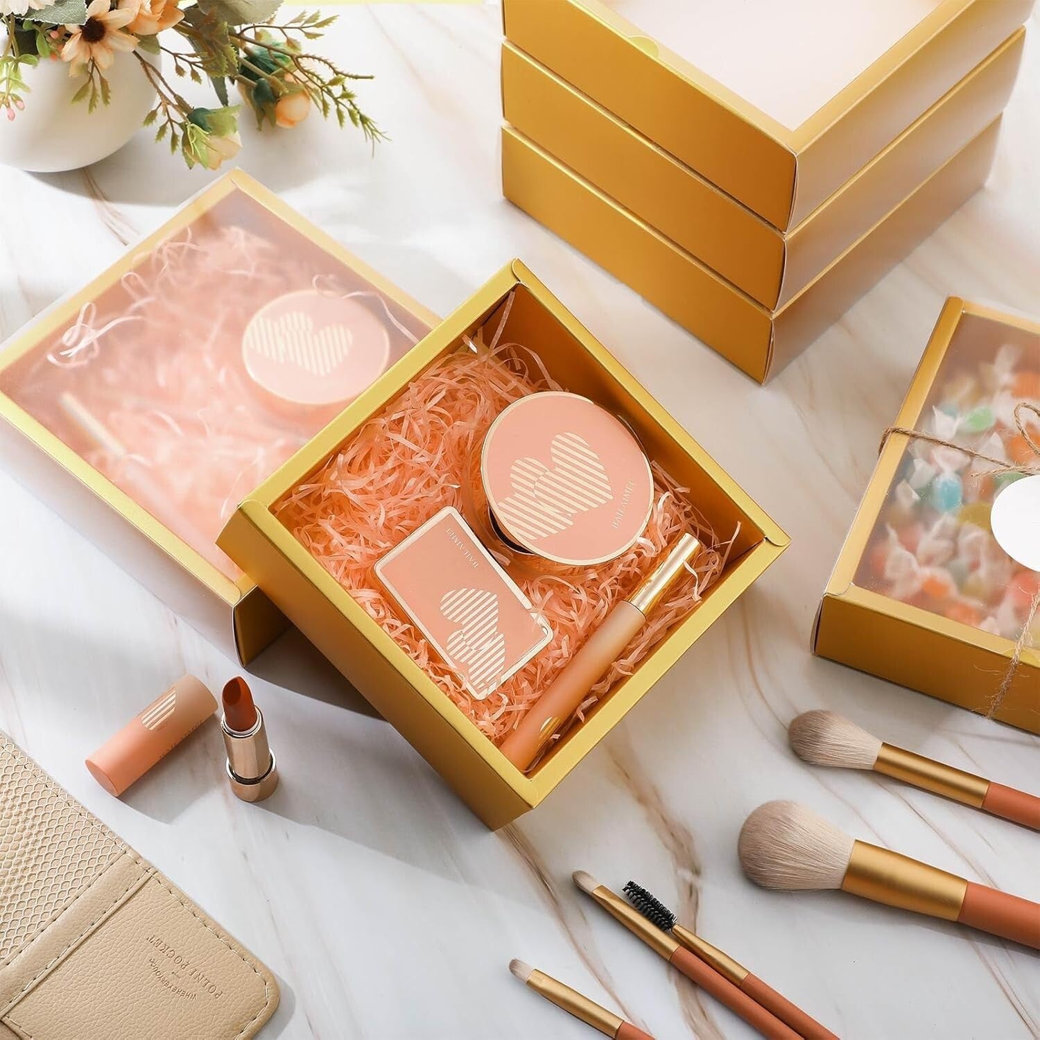 50 Elegant Kraft Gift Boxes with Window - Perfect for Soap and Jewelry Gifts