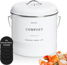Load image into Gallery viewer, Sleek 1.3 Gallon Indoor Compost Pail with Lid – Eco-Friendly Kitchen Solution