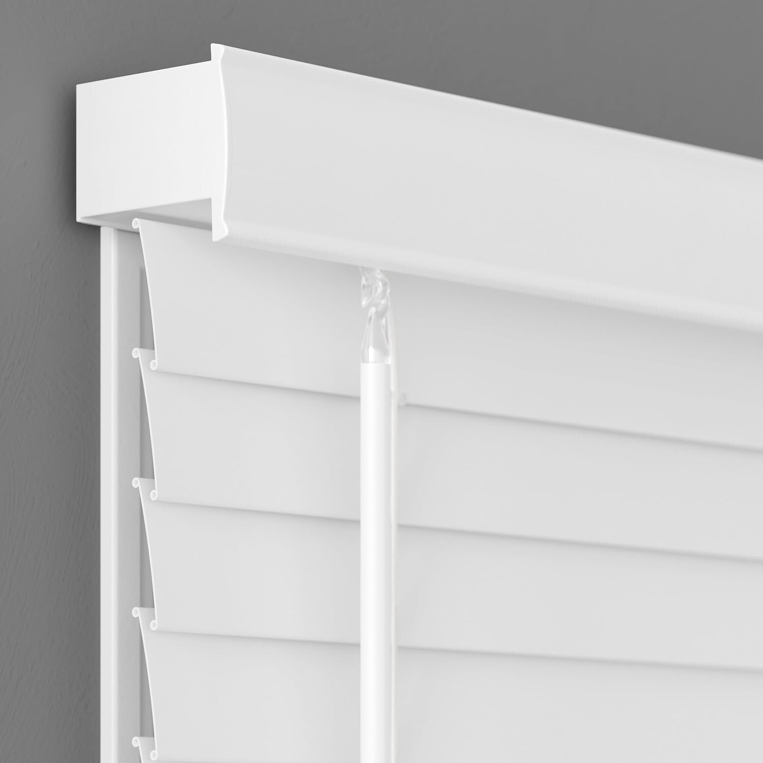 35" W x 64" L Cordless Fake Wood Blinds - Elegant Privacy with UV Protection