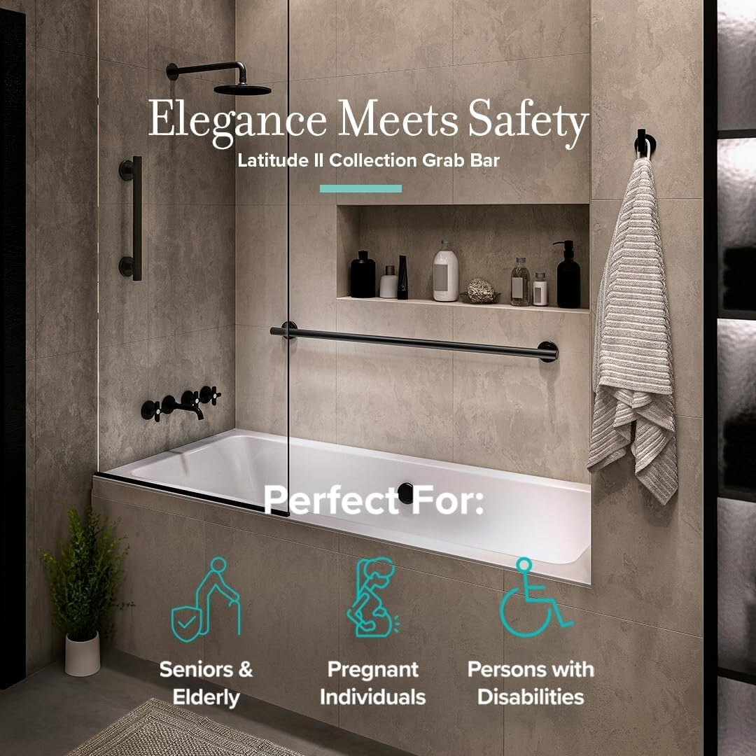 Luxury 36" Stainless Steel Grab Bar with Matte Black Finish - Safety Redefined