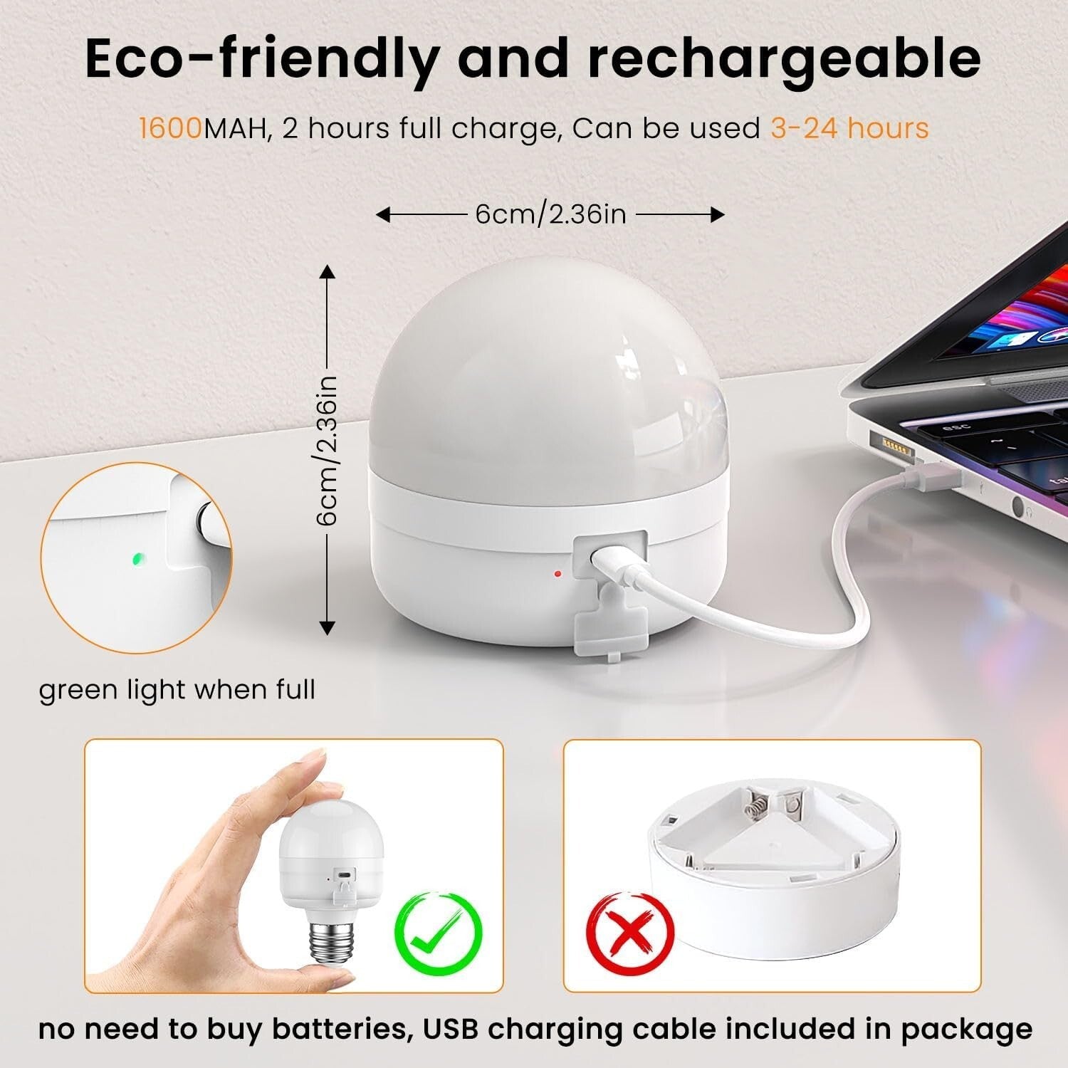 Versatile 8W Rechargeable LED Bulbs with Remote & Color Temperature Control