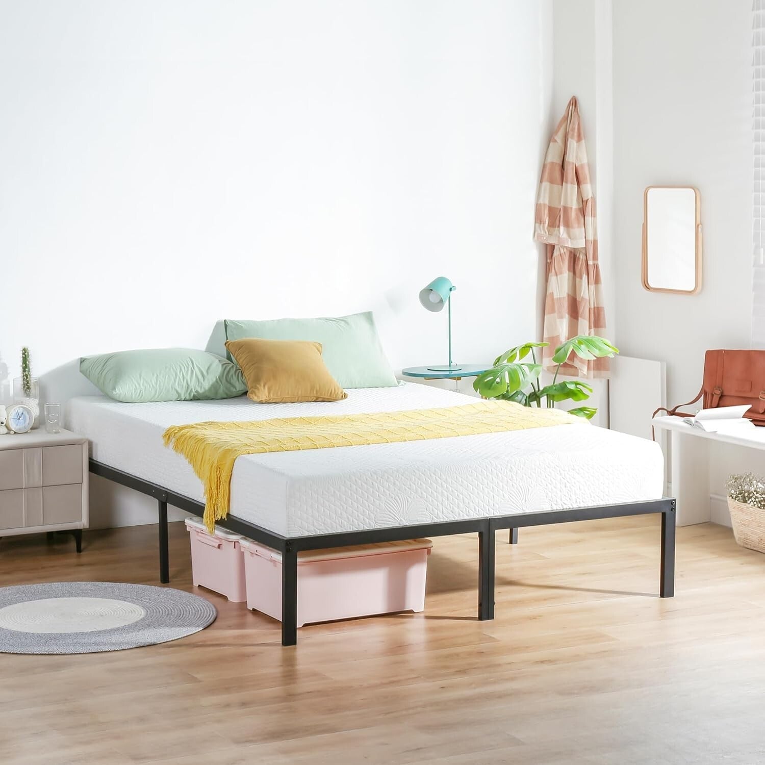 Elegant Black King Size Platform Bed Frame - 14'' Heavy Duty & Easy Assembly