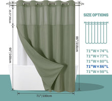 Load image into Gallery viewer, Luxury Sage Green Waterproof Waffle Shower Curtain Set with Snap-In Liner, 71x86