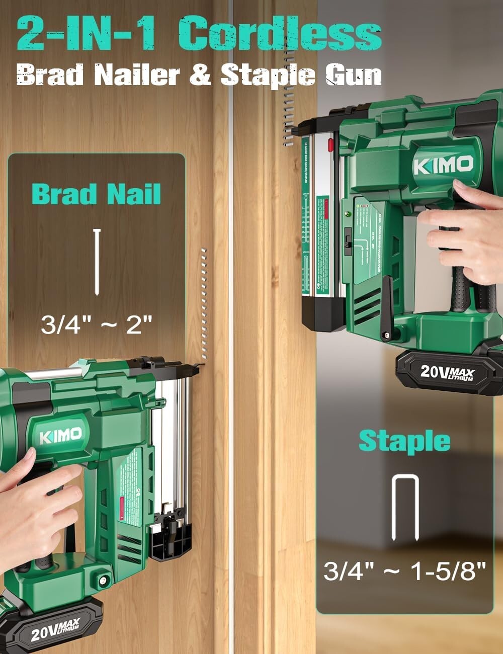 Versatile KIMO 18 Gauge Nail Gun - Adjustable Depth & 180 Nails/min Performance