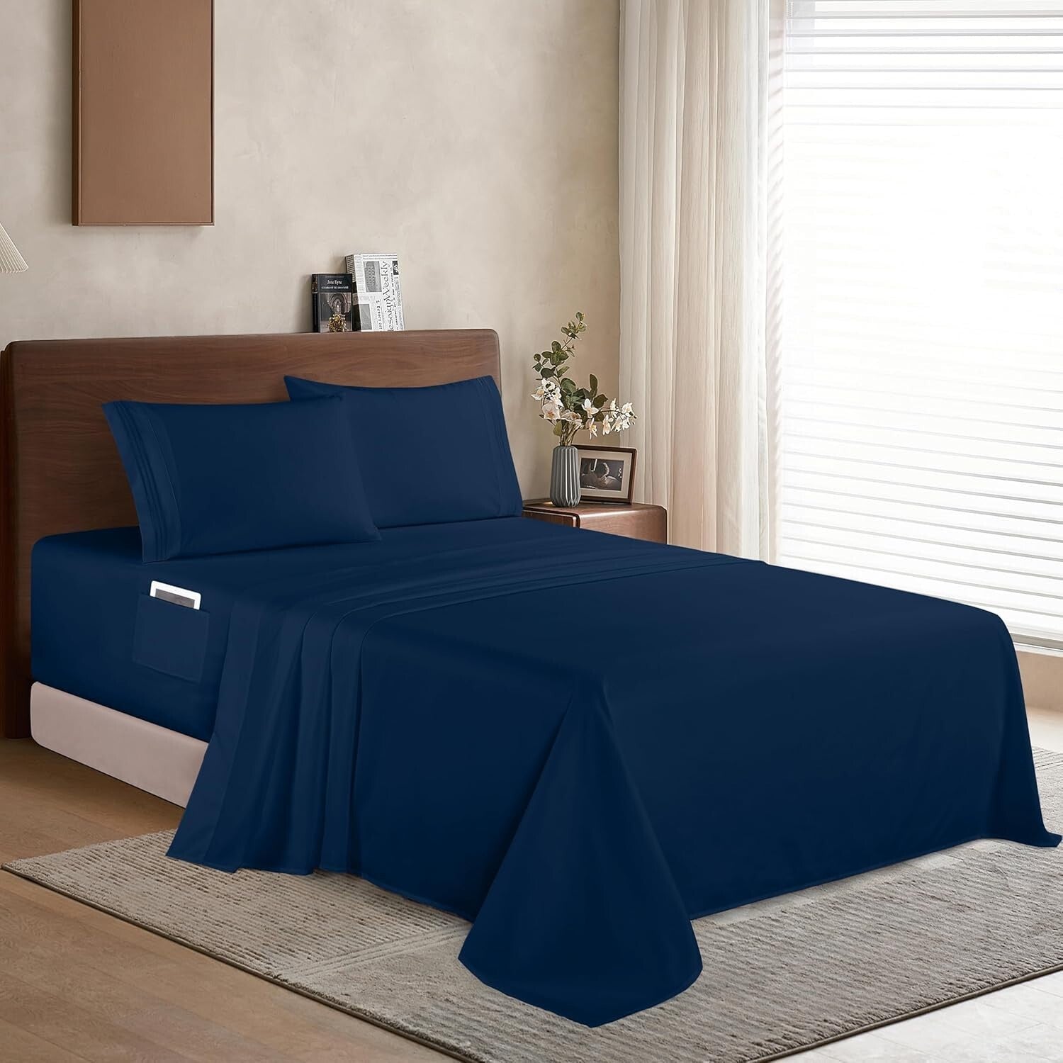 Elegant King Sheet Set with 1500 Thread Count, Deep Pocket for Thick Mattresses