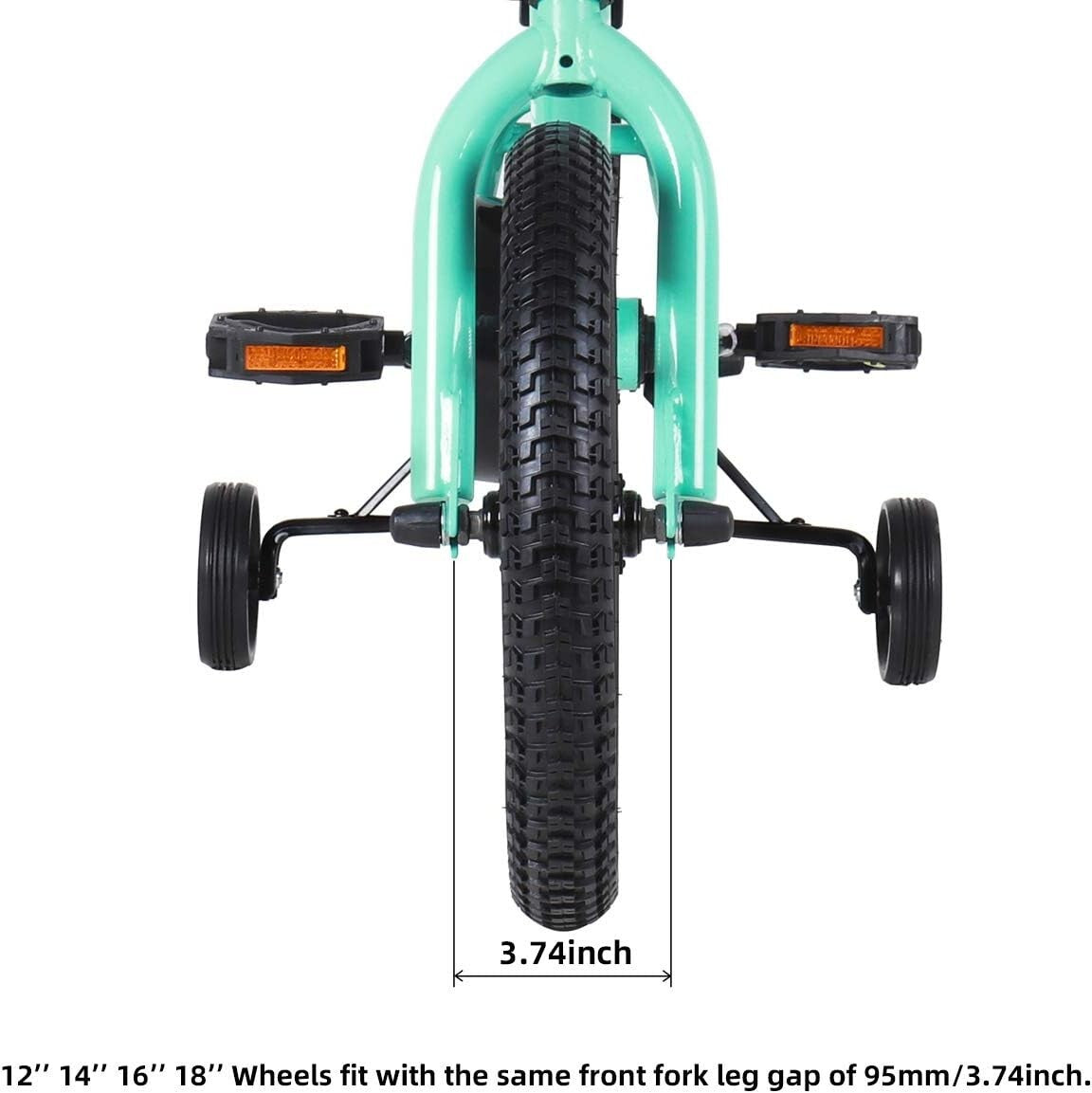 Durable 12 Inch Front Bicycle Wheel for Kids with Black Rubber Tire & Tube