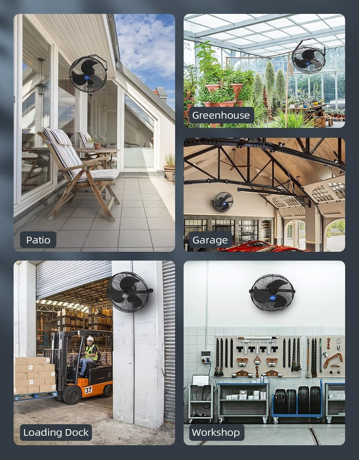 Industrial Grade 18-Inch Wall Fan - High Airflow for Patio, Garage, or Workshop