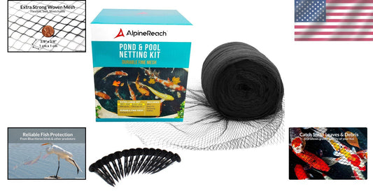 Durable 40x40 ft Black Fine Mesh Pond Netting - Keeps Leaves Out & Fish Safe