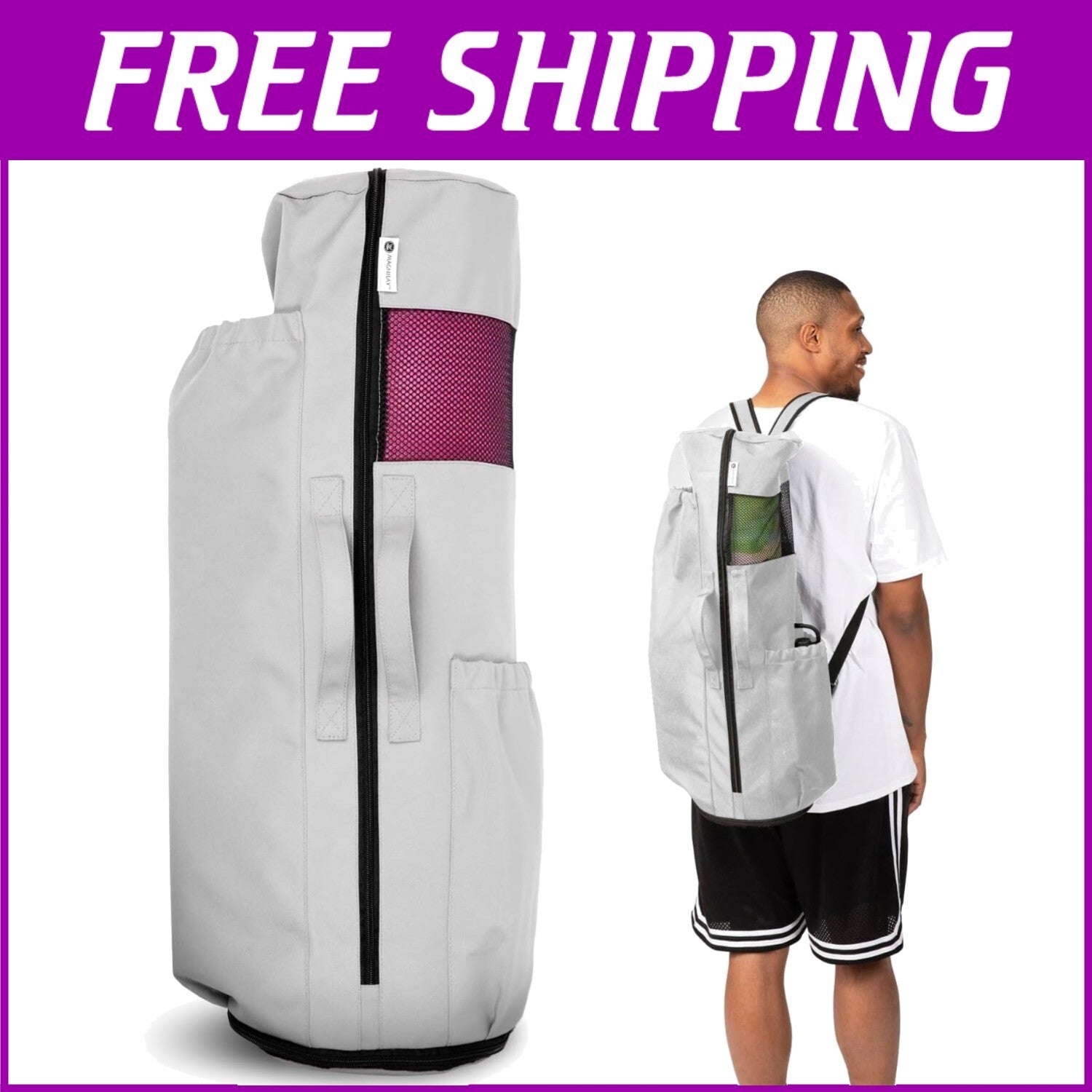 Water-Resistant Yoga Bag - Fits 32" Mats, Adjustable Backpack & Pockets Included