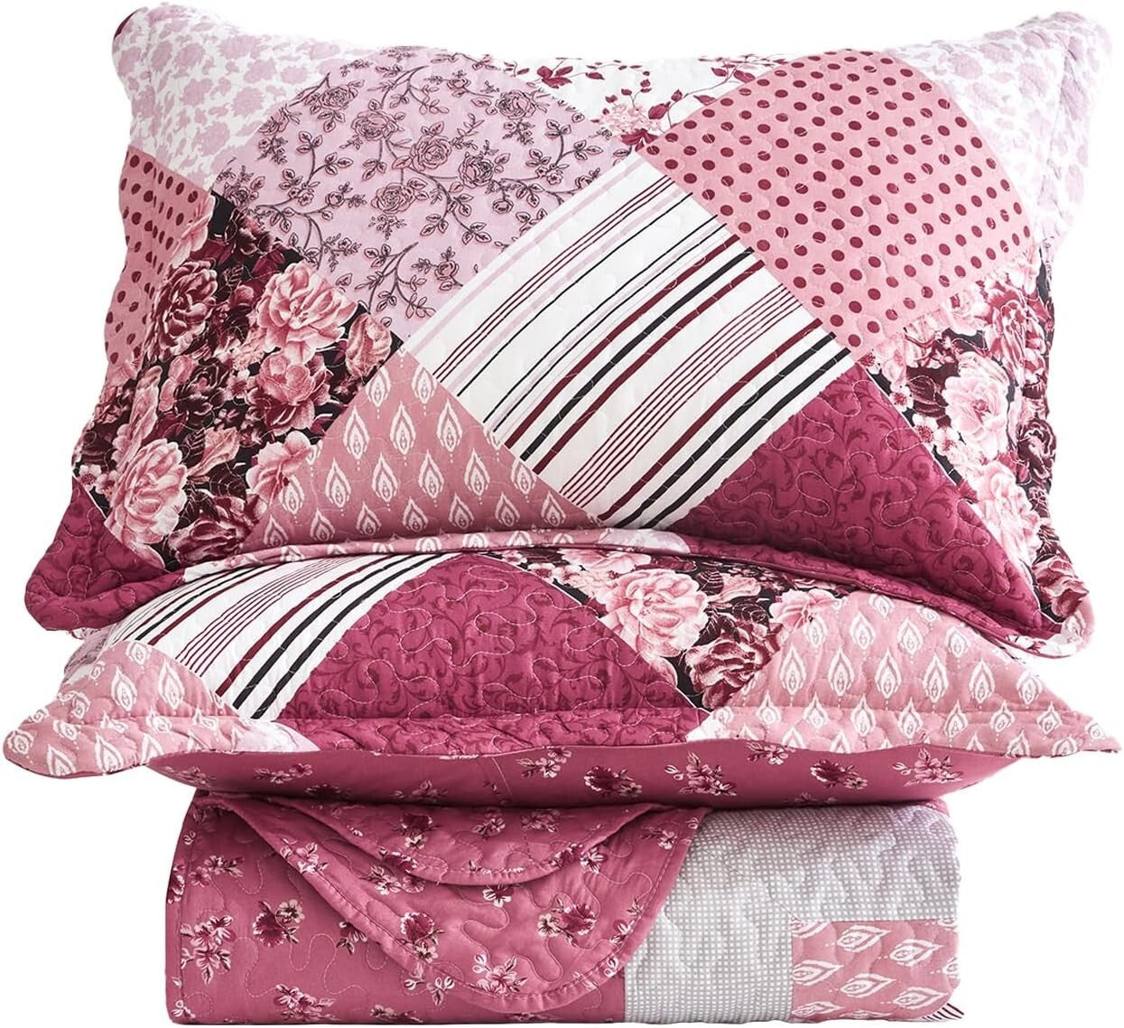 Elegant Floral King Bedspread Set - Lightweight & Hypoallergenic, 3-Piece