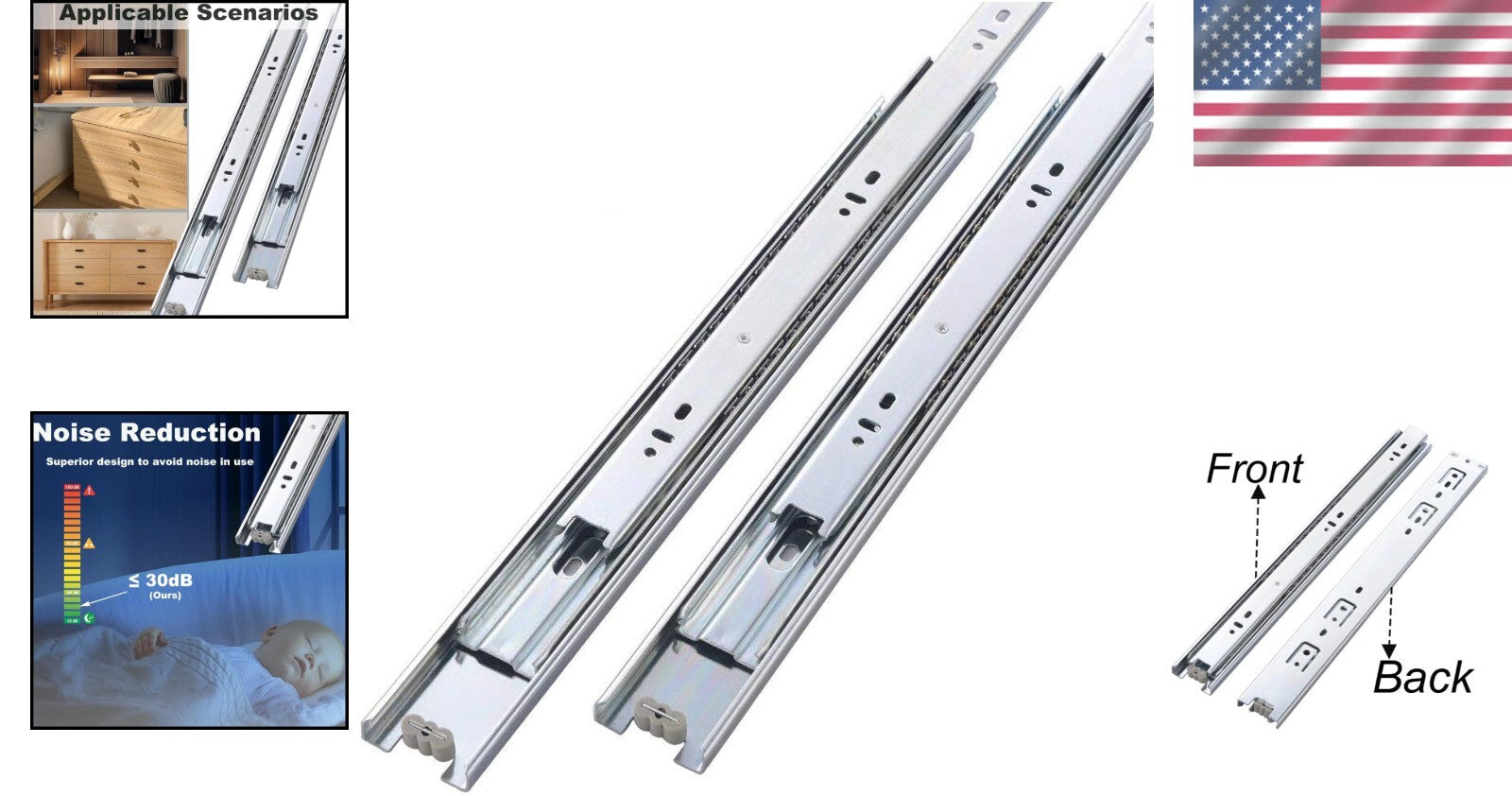 10 Pairs of 18 Inch Heavy-Duty Ball Bearing Drawer Slides - Full Extension