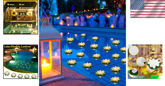 Elegant 24 Pcs Floating Lotus Lights with Remote Control for Garden Parties