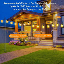 Load image into Gallery viewer, Metal String Light Poles for Outdoor Lighting - Waterproof &amp; All Season Use
