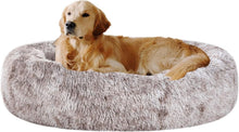 Load image into Gallery viewer, Luxurious Light Brown Faux Fur Pet Bed - Calming Cuddler for Medium Dogs