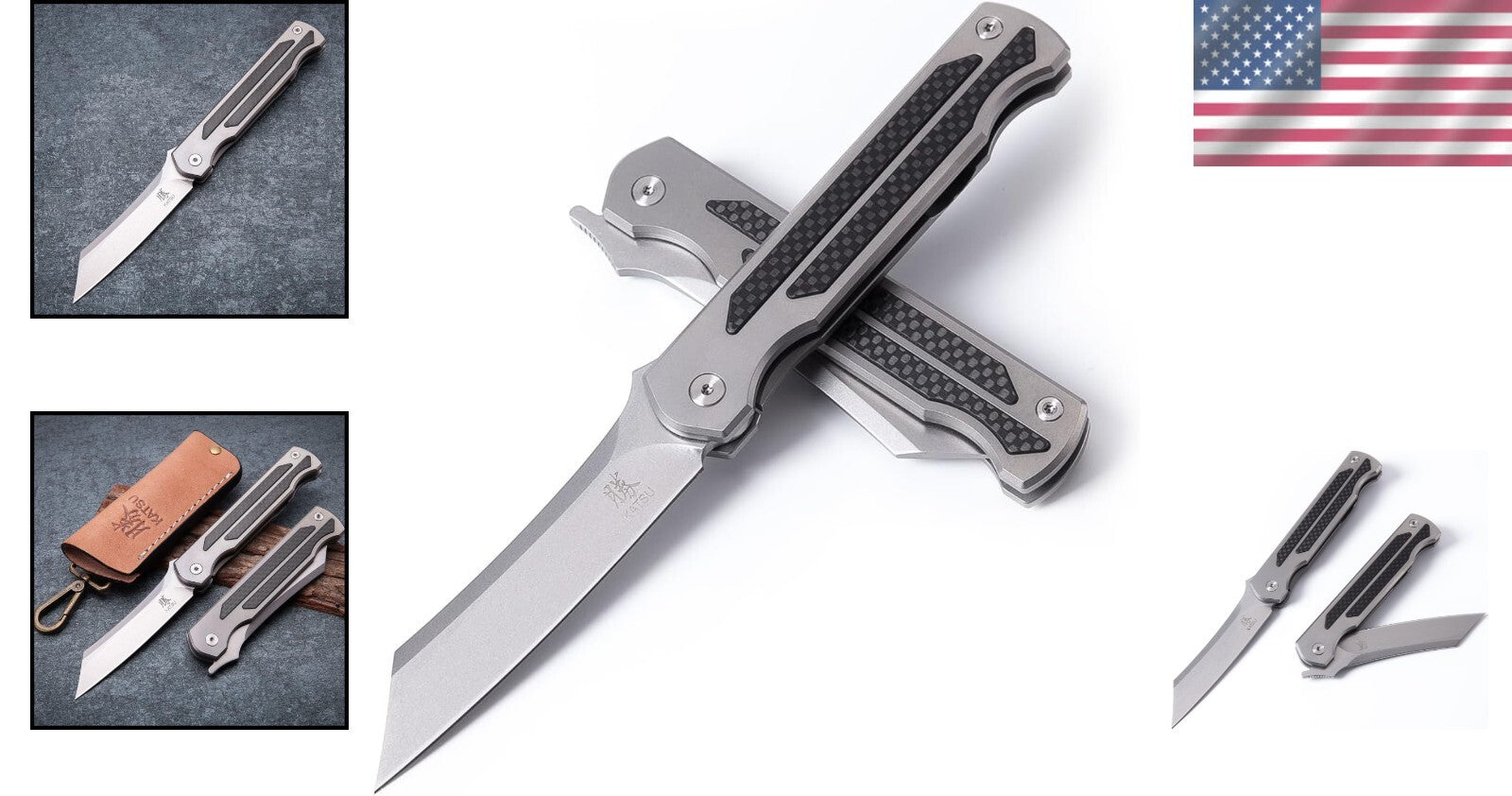 Titanium Folding Pocket Knife with S35VN Steel Blade - Ideal for Camping Use
