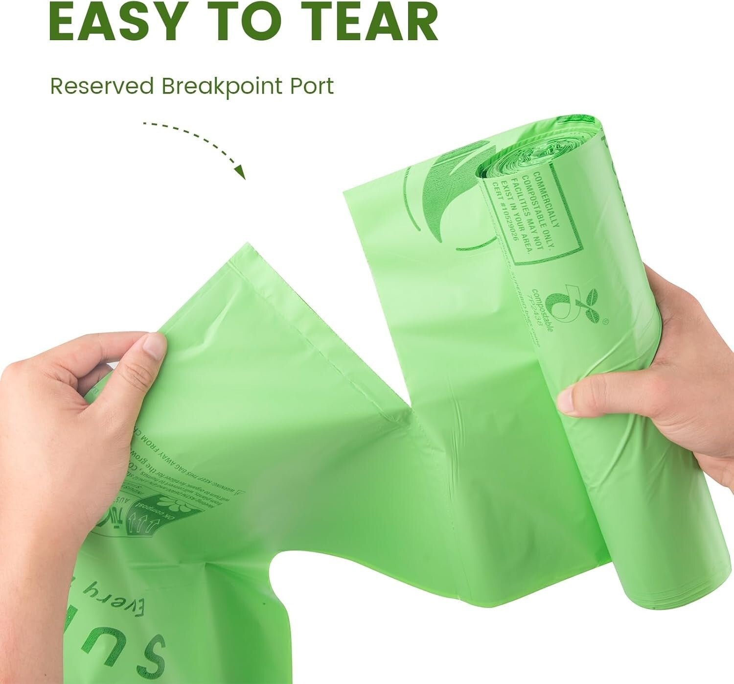 Durable 55 Gallon Biodegradable Lawn Waste Bags - 1.57 Mil Thickness, 80 Count