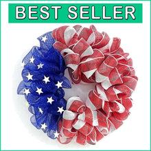 Load image into Gallery viewer, Durable Handcrafted 4th of July Mesh Wreath - Ideal for Summer and Memorial Day