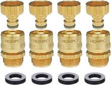 Load image into Gallery viewer, Durable Solid Brass 3/4 Inch GHT Quick Connect Garden Hose Connectors - 4 Pack