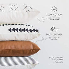 Load image into Gallery viewer, Set of 4 Modern 18" x 18" Decorative Faux Leather Pillow Covers - Amaro Design