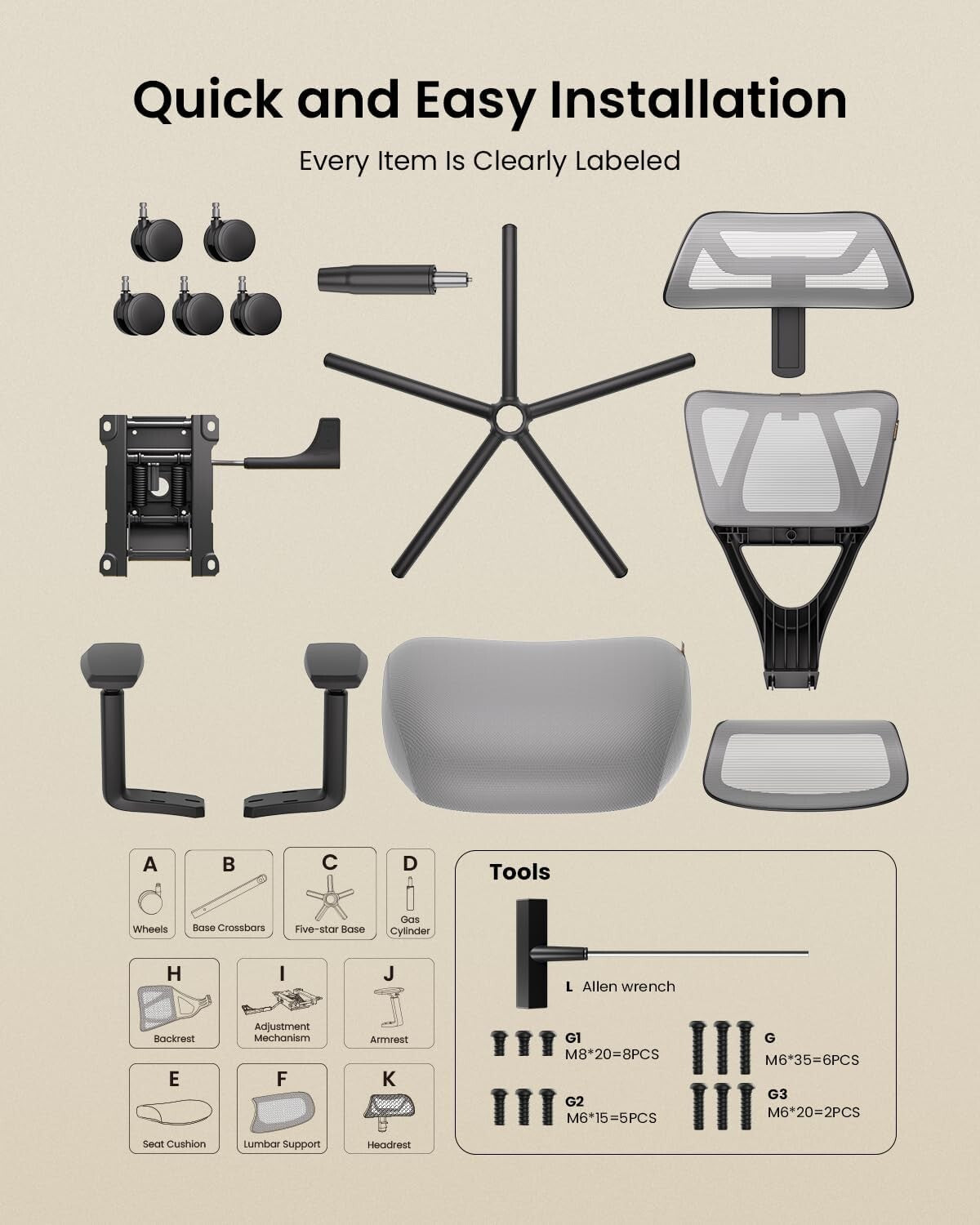 Ergonomic Big & Tall Mesh Office Chair with Adjustable Headrest & Lumbar Support