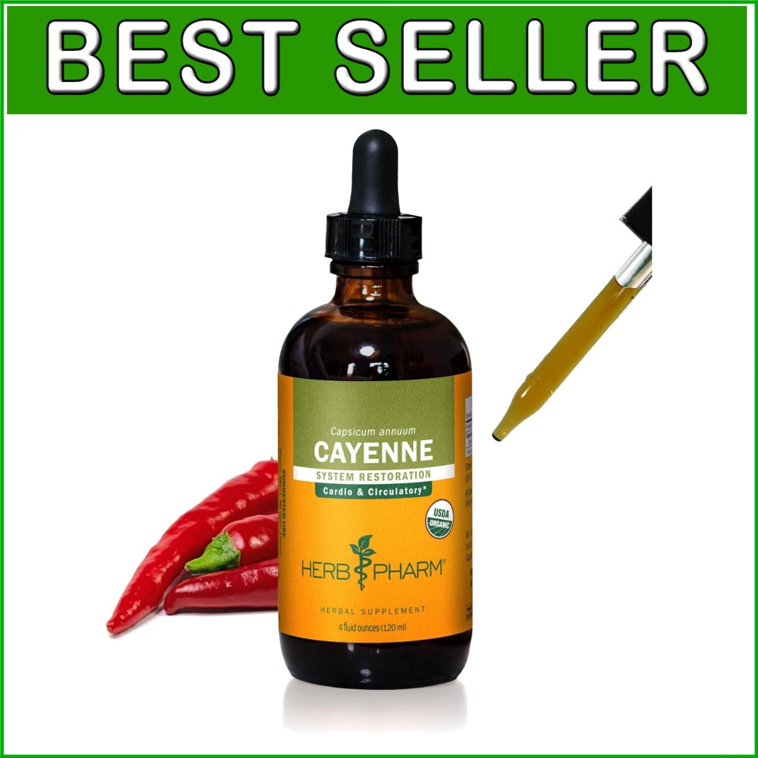 Cardiovascular and Circulatory Support - 4 Ounce Organic Cayenne Liquid Extract