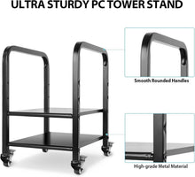 Load image into Gallery viewer, Efficient Computer Case Stand with 2-Tier Design and Mobile Caster Wheels