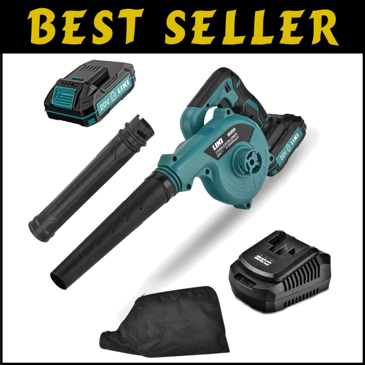 Powerful 20V Cordless Leaf Blower with 4.0Ah Battery, Lightweight & Fast Charge