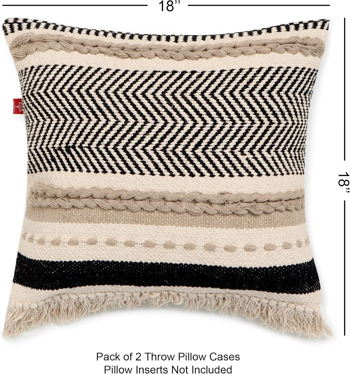 Elegant Boho Throw Pillow Covers - 18"x18" Cushion Set for Cozy Home Style