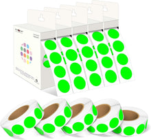 Load image into Gallery viewer, Revolutionary Adhesive Dot Labels - 10000 Fluorescent Green Stickers, 3/4 Inch