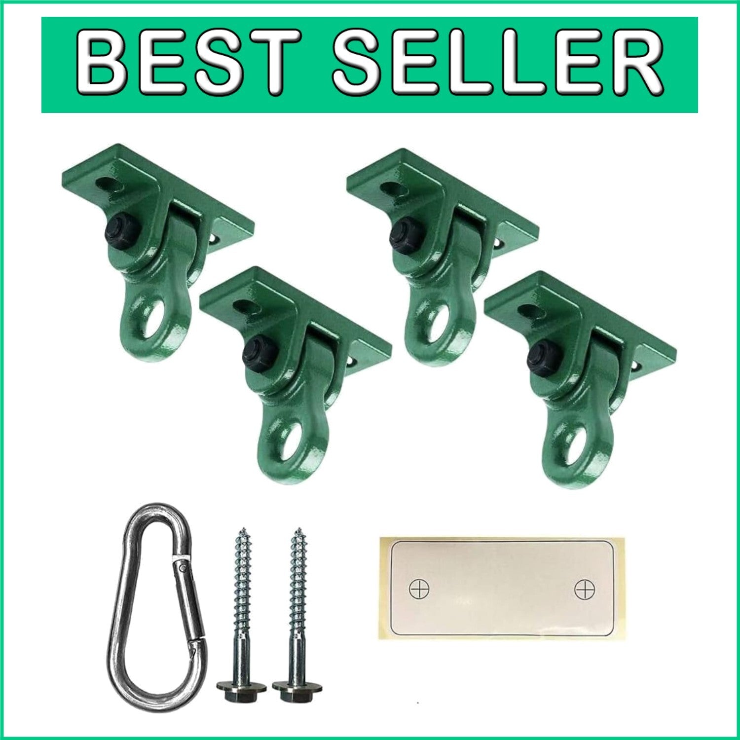 All-Weather 4-Pack Green Swing Hangers - Premium Aluminum with Complete Hardware