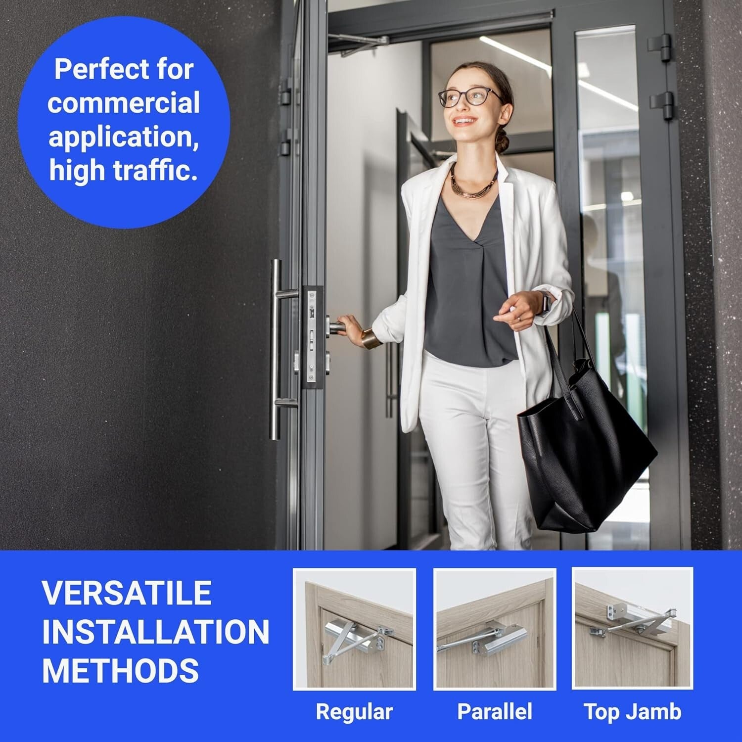 Commercial Grade Hydraulic Door Closer, Silver Finish – Fully Adjustable & Safe